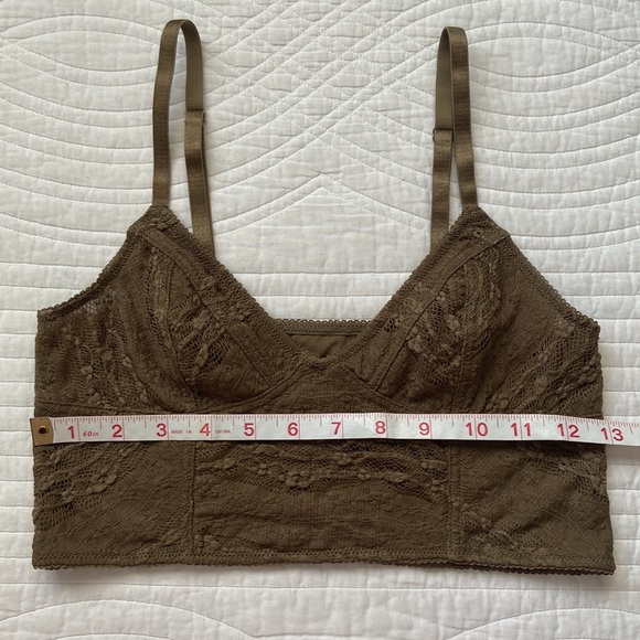 Free People Longline Bralette Lace Bustier Dark Olive Small - Picture 10 of 16